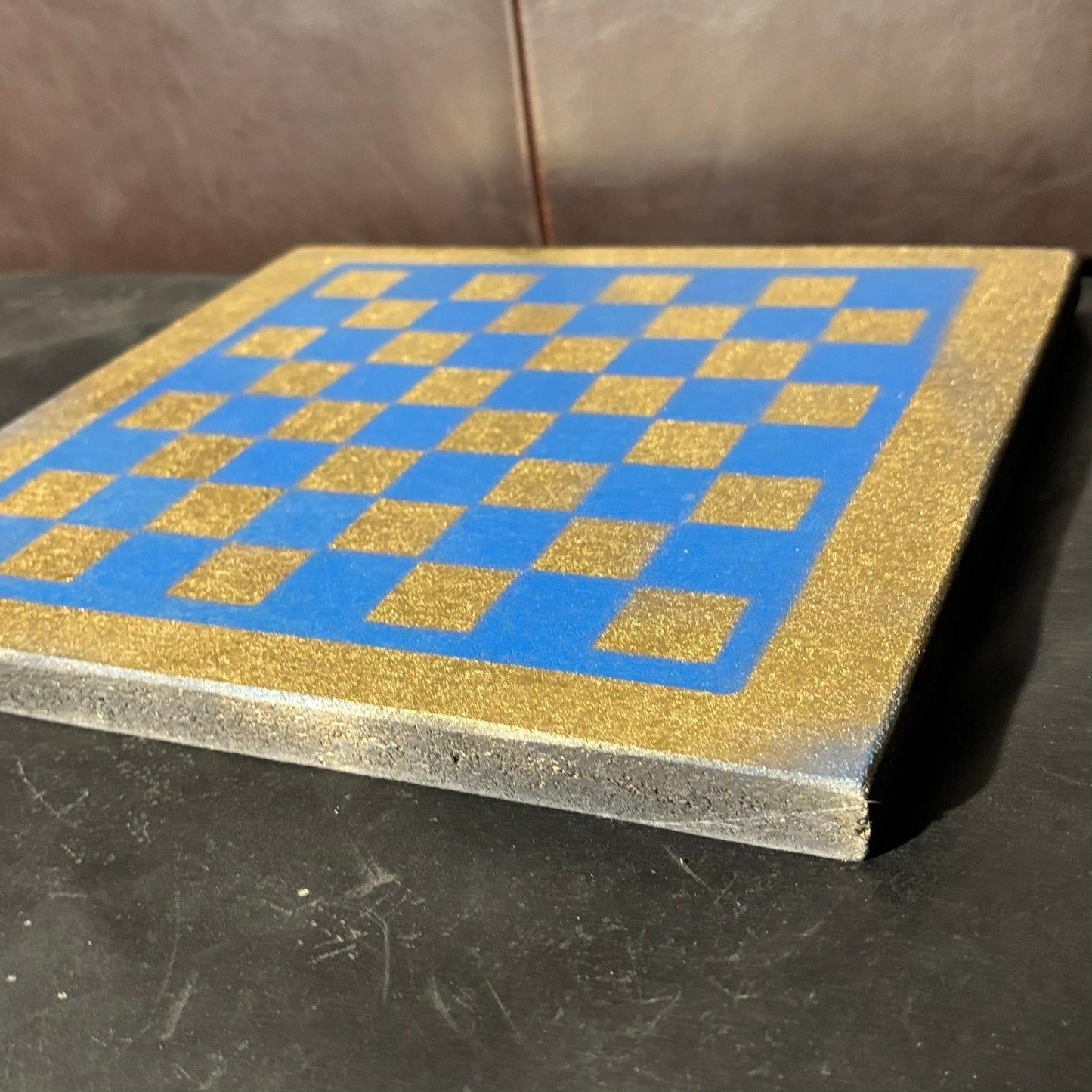 Blue Gold - Painted Chess Board