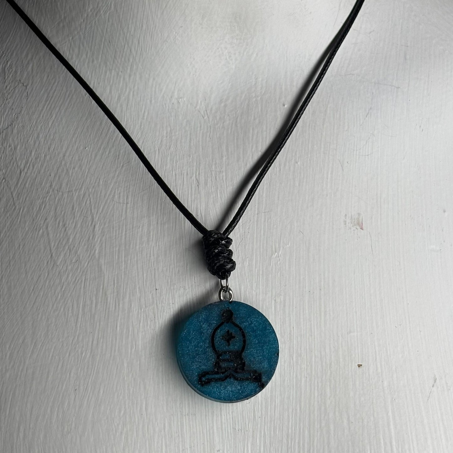 Blue Bishop - Handmade Resin Chess Necklace