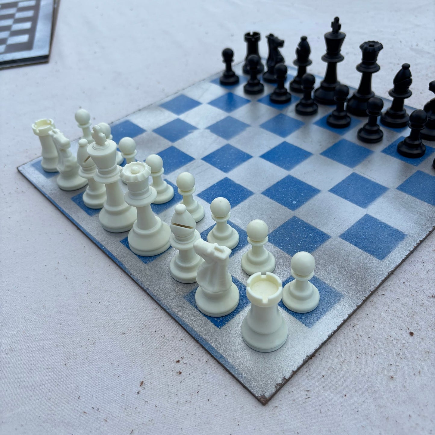 Silver & Blue - Painted Chess Set