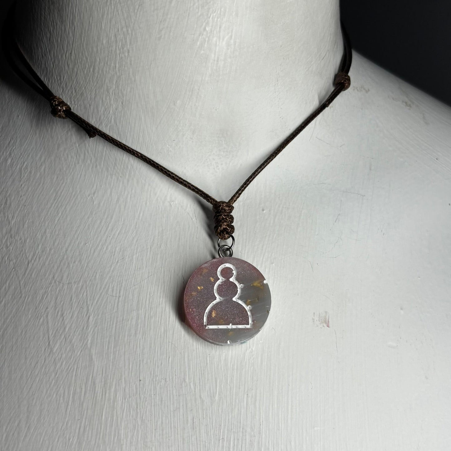 Vintage Crystal Pawn - Handmade Resin Chess Necklace