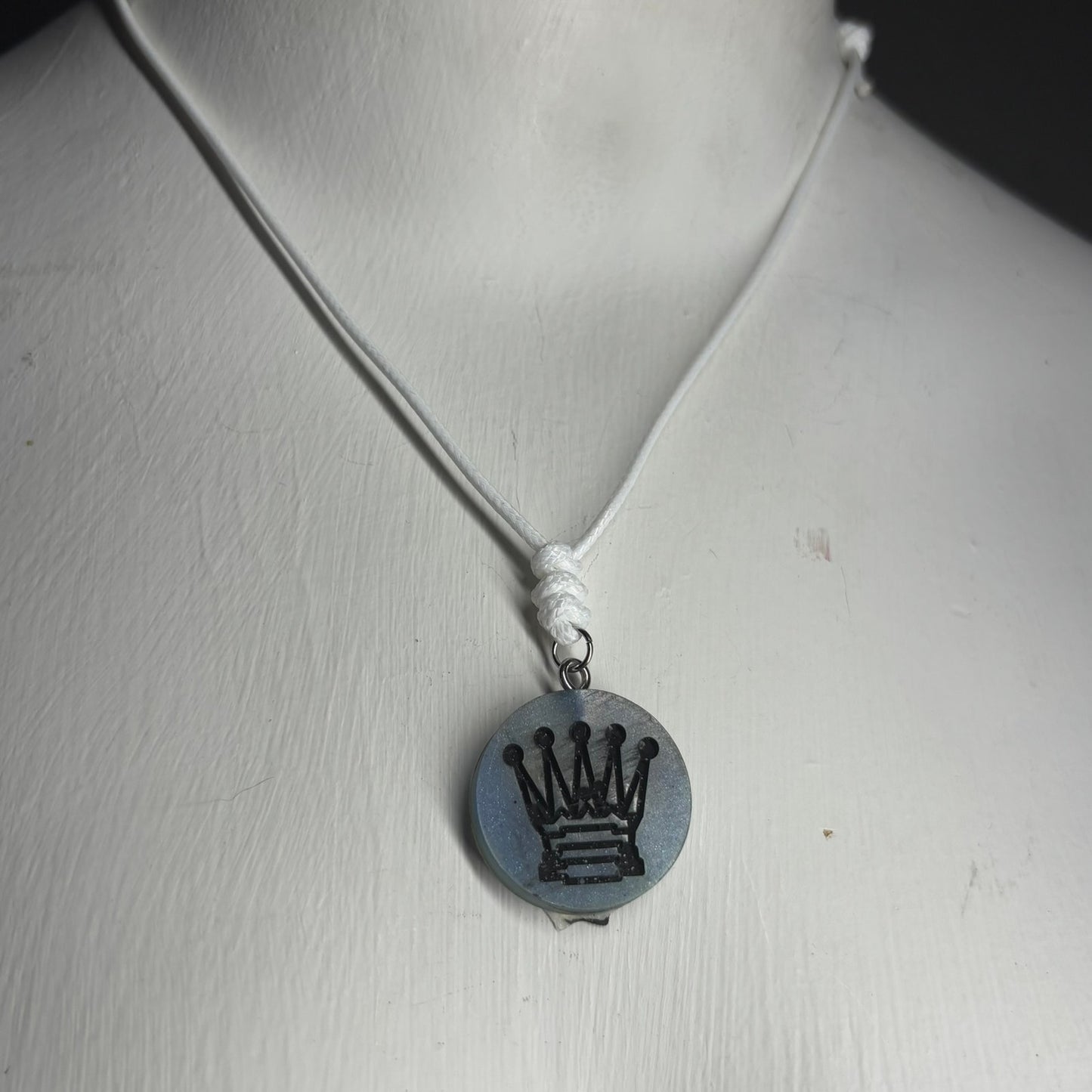 Blue Queen - Handmade Resin Chess Necklace