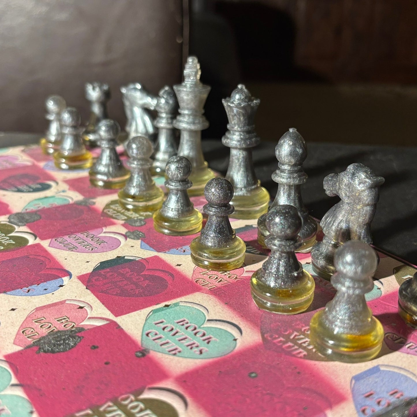 Pink Hearts - Scrapbook Chess Set