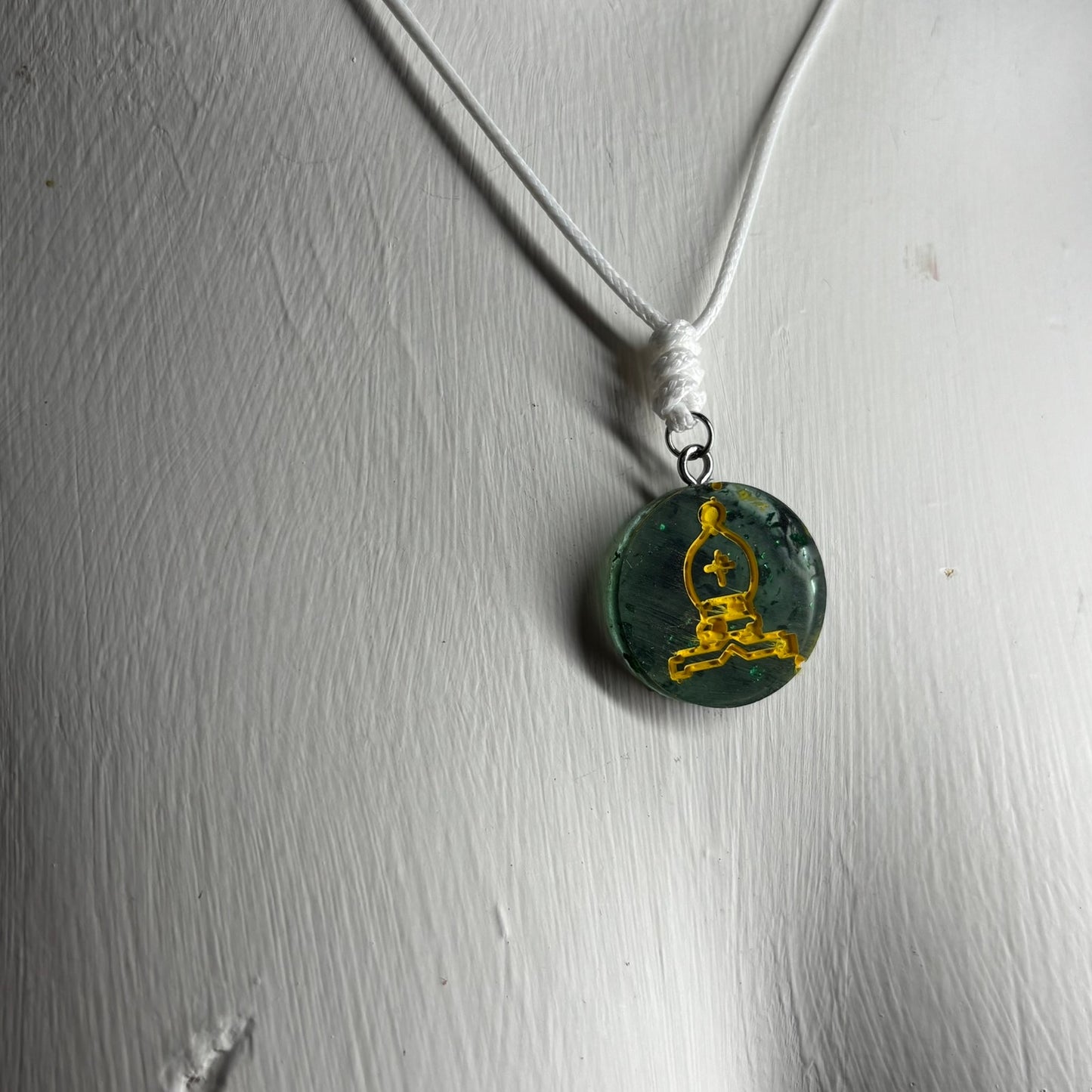 Forest Green Bishop - Handmade Resin Chess Necklace