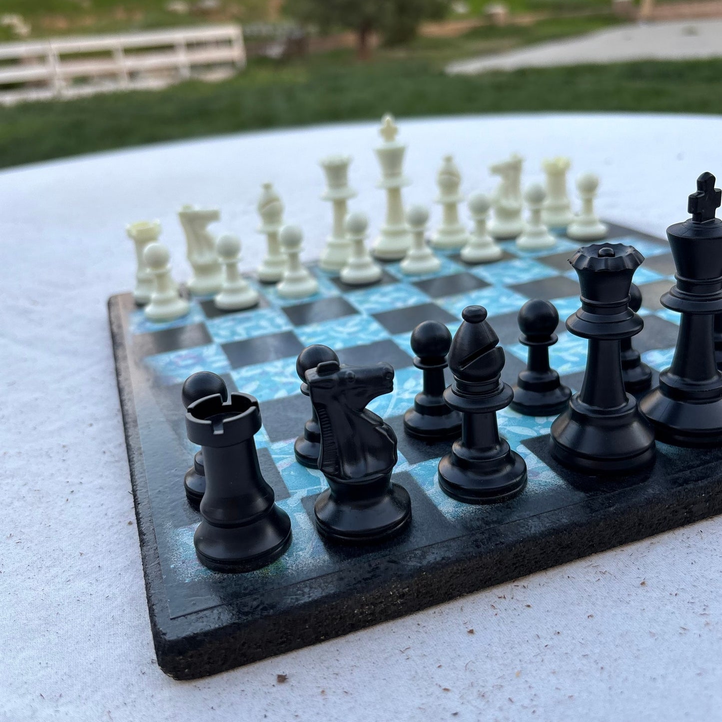 Blue Flower - Scrapbook Chess Set