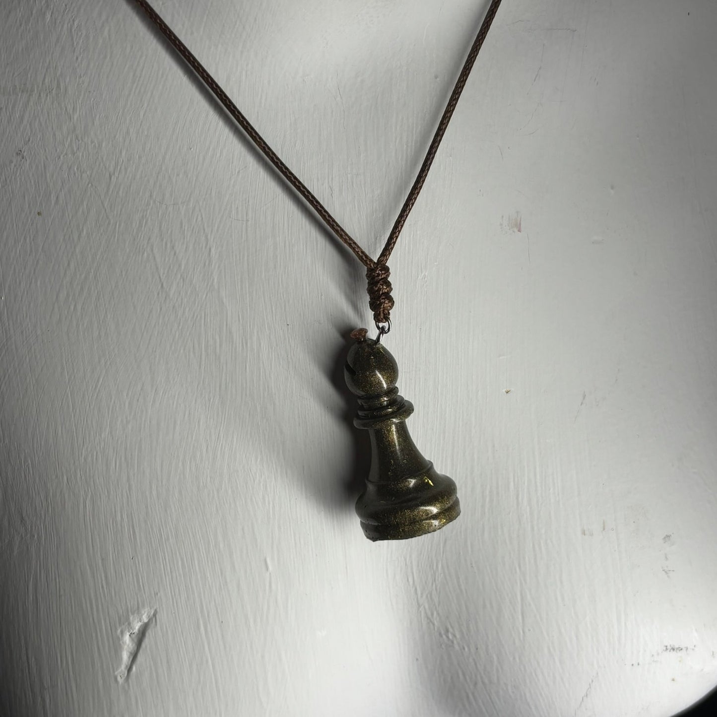 Dark Green Bishop - Handmade Resin Chess Necklace