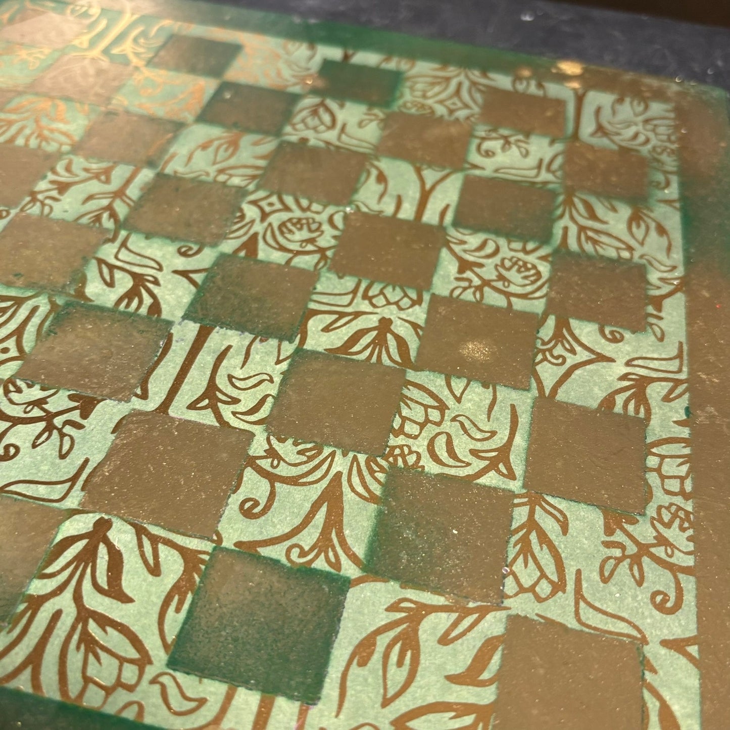 Golden Green Vintage - Scrapbook Chess Set