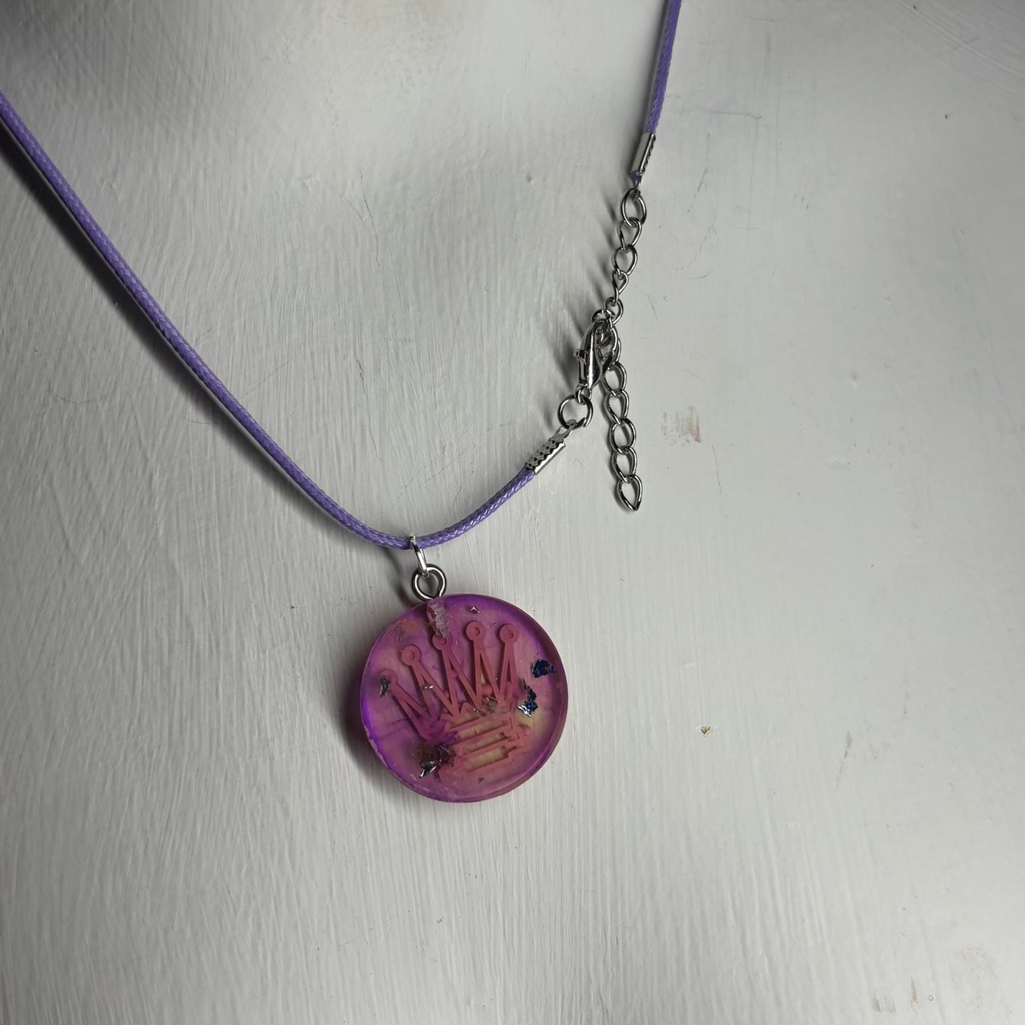Purple Translucent Queen - Handmade Resin Chess Necklace