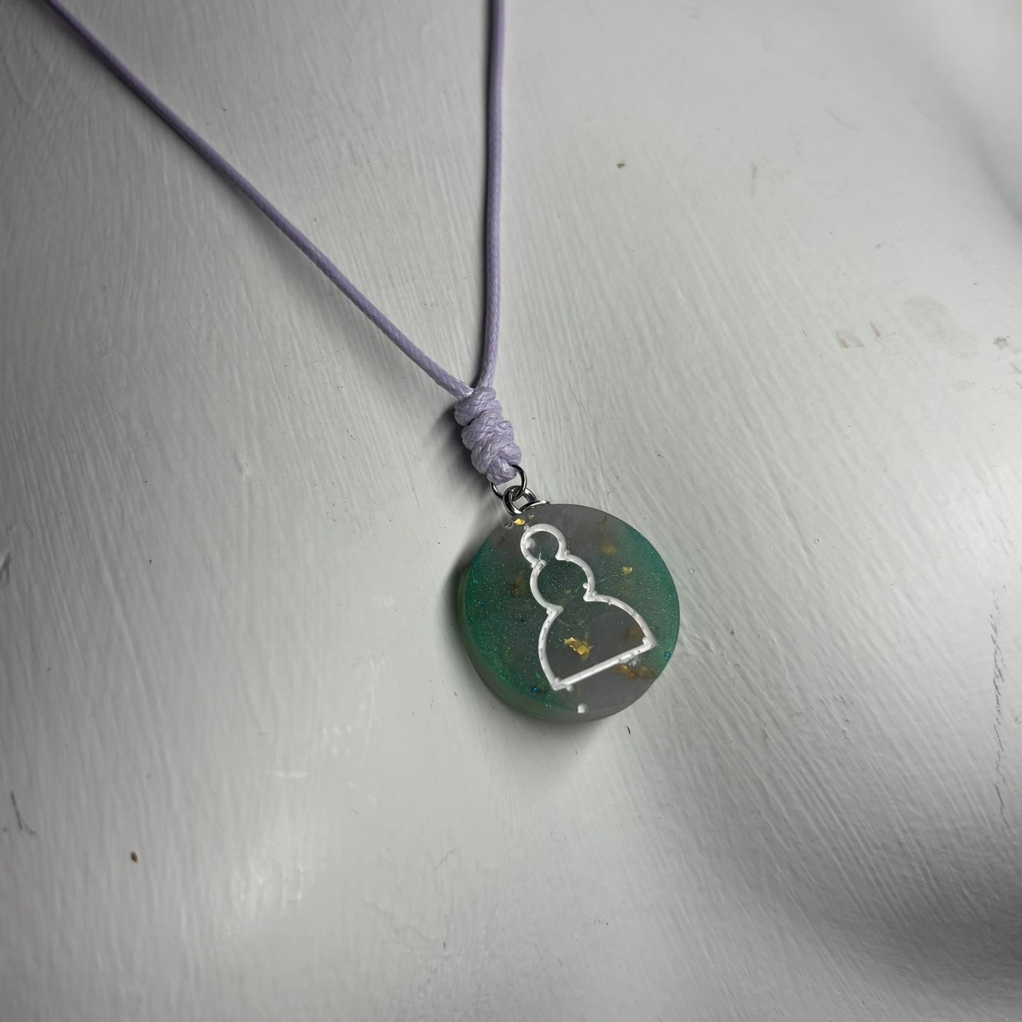 Crystal Green Pawn - Handmade Resin Chess Necklace
