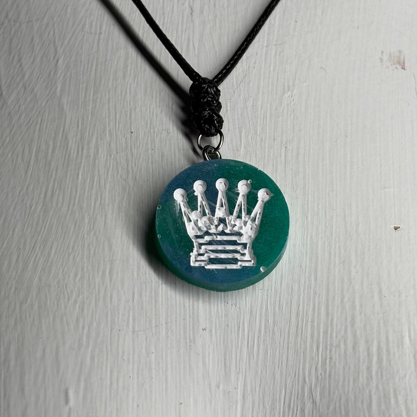 Mint Green Queen - Handmade Resin Chess Necklace