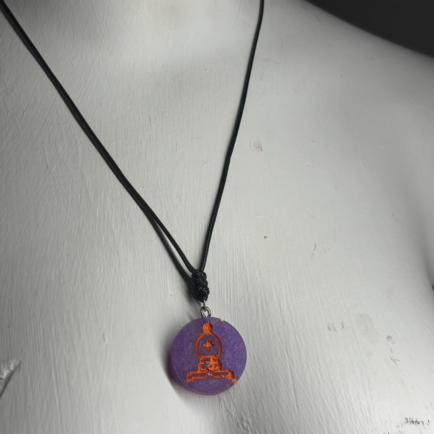 Purple Bishop - Handmade Resin Chess Necklace