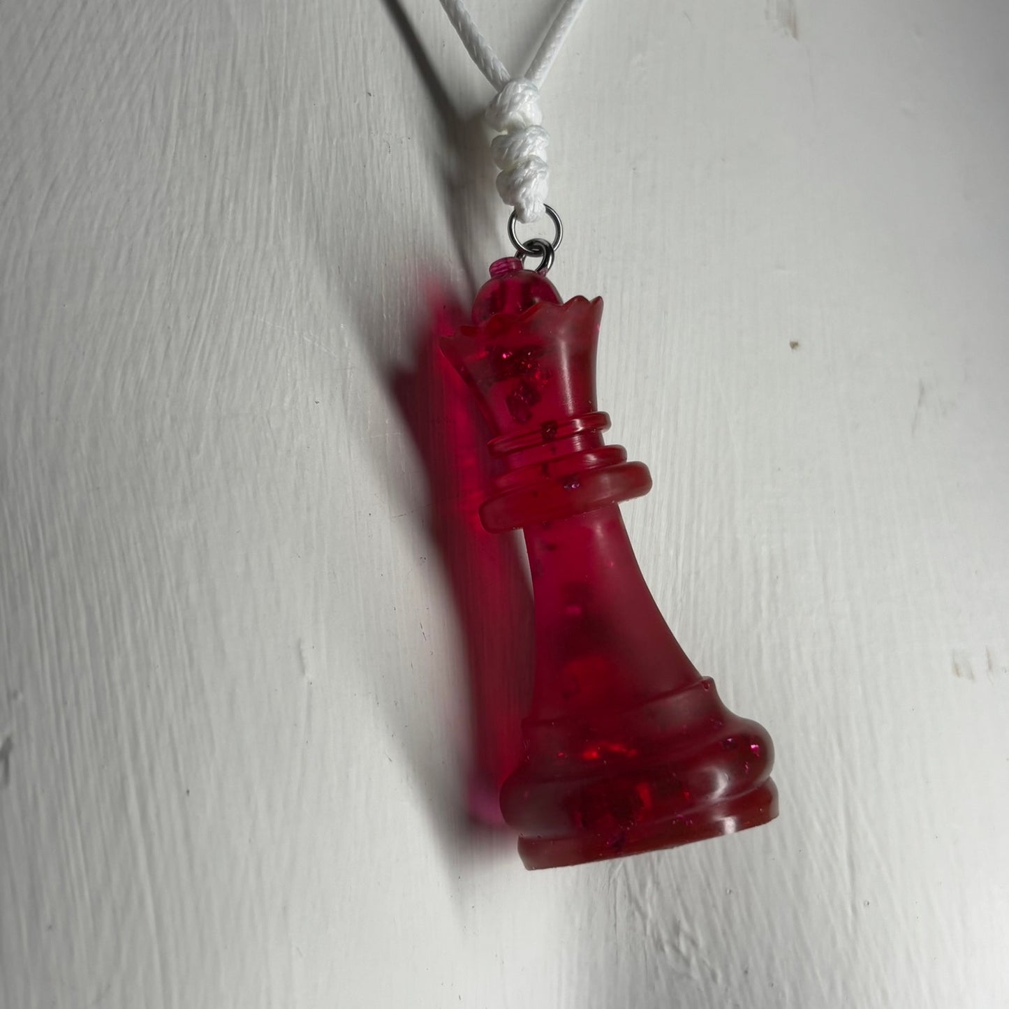 Red Crystal Queen - Handmade Resin Chess Necklace