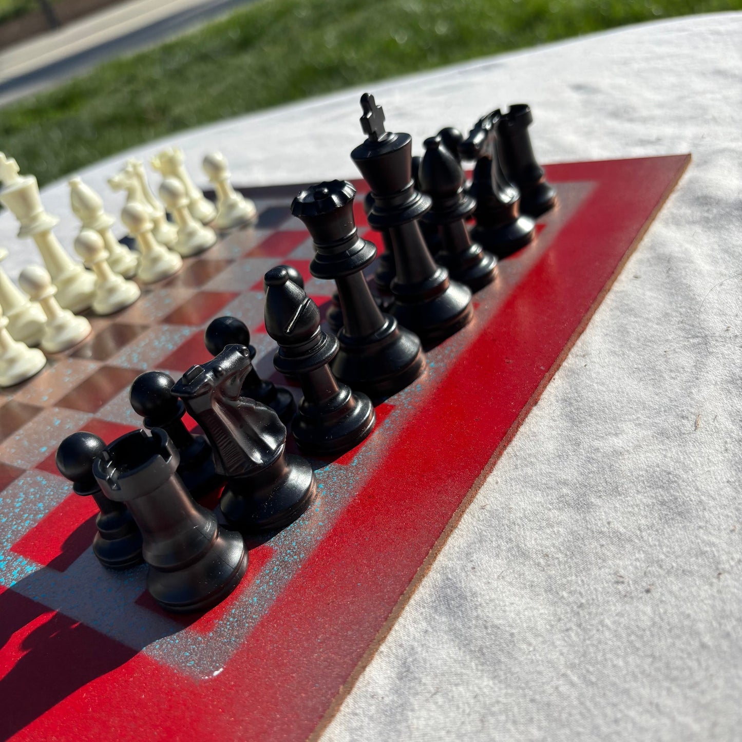 Speckled Golden Red - Painted Chess Set