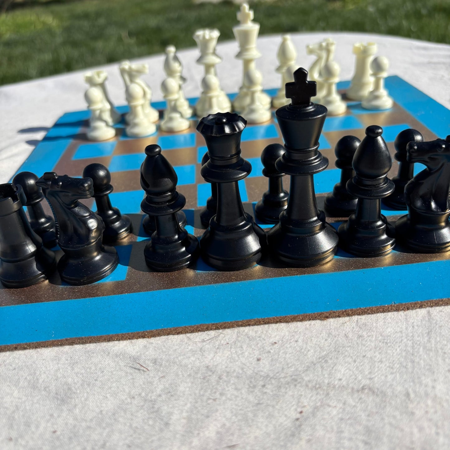 Golden Blue - Painted Chess Set