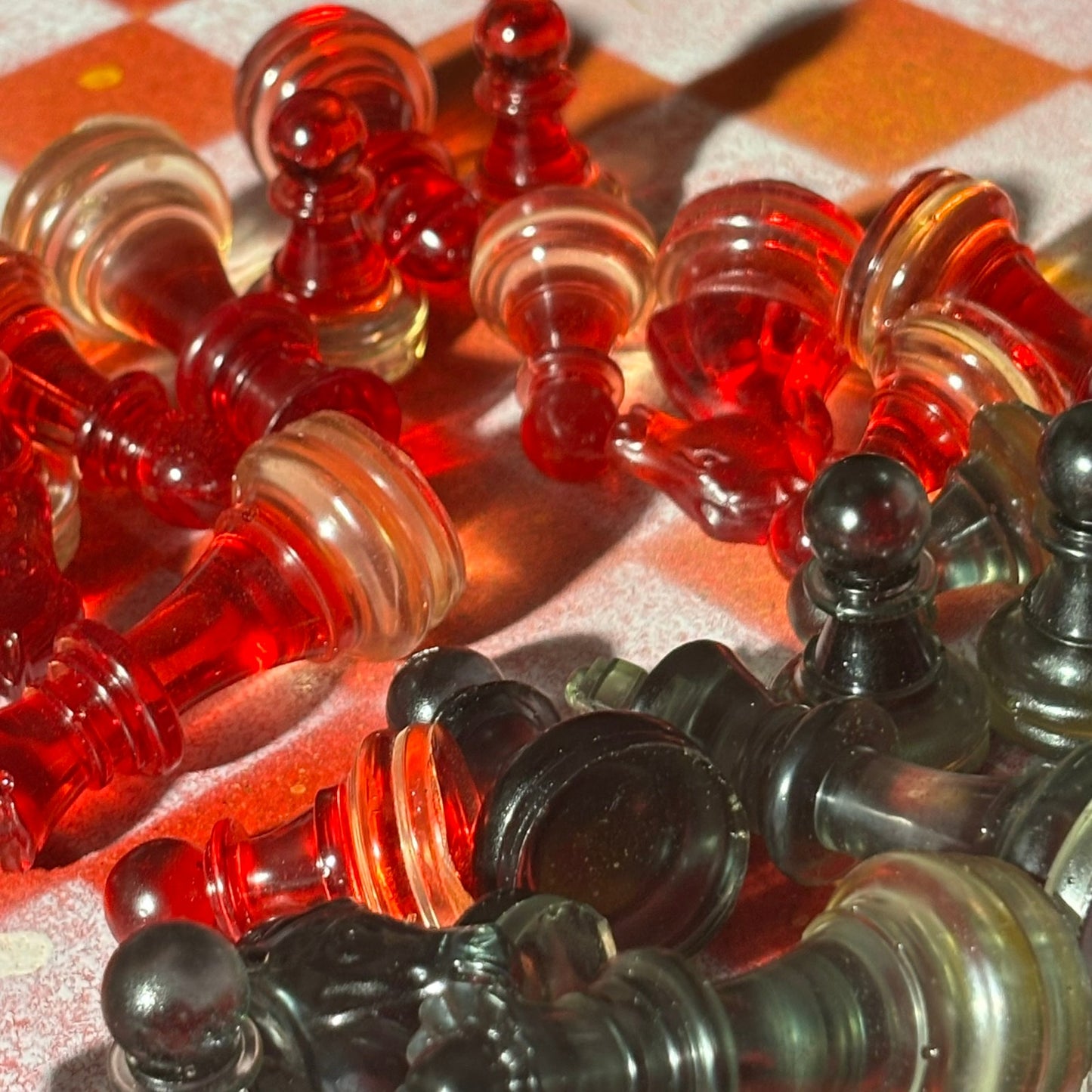 Opal Red - Painted Chess Set