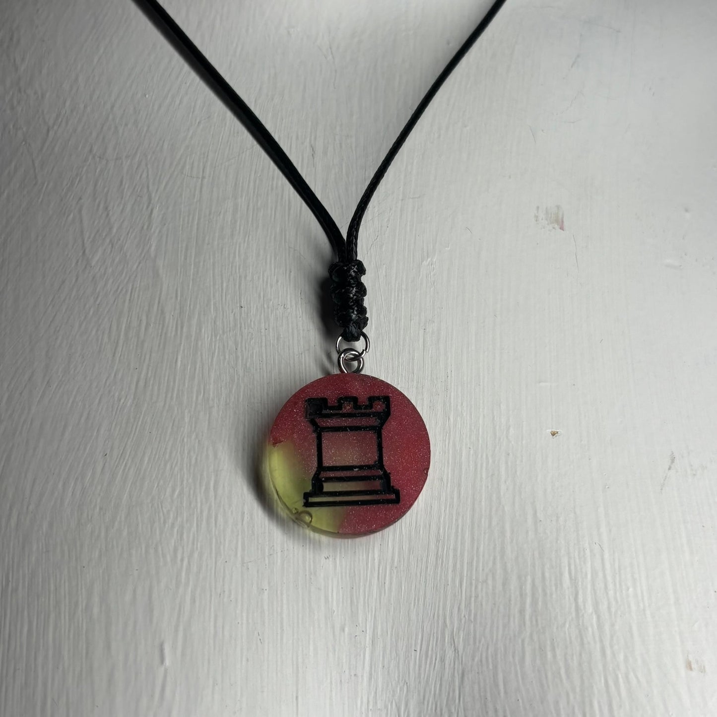 Mesh Red Rook - Handmade Resin Chess Necklace