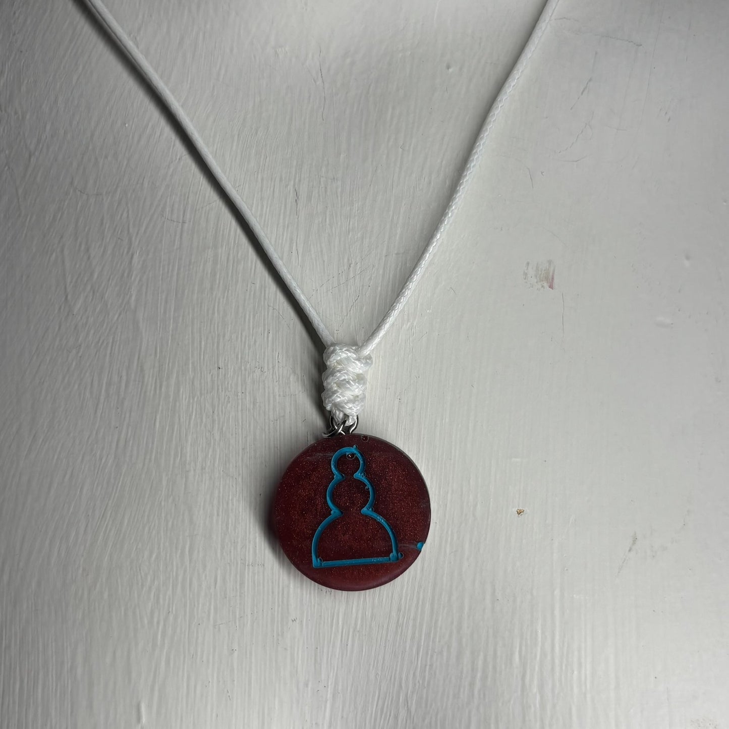 Bronze Blue Pawn - Handmade Resin Chess Necklace
