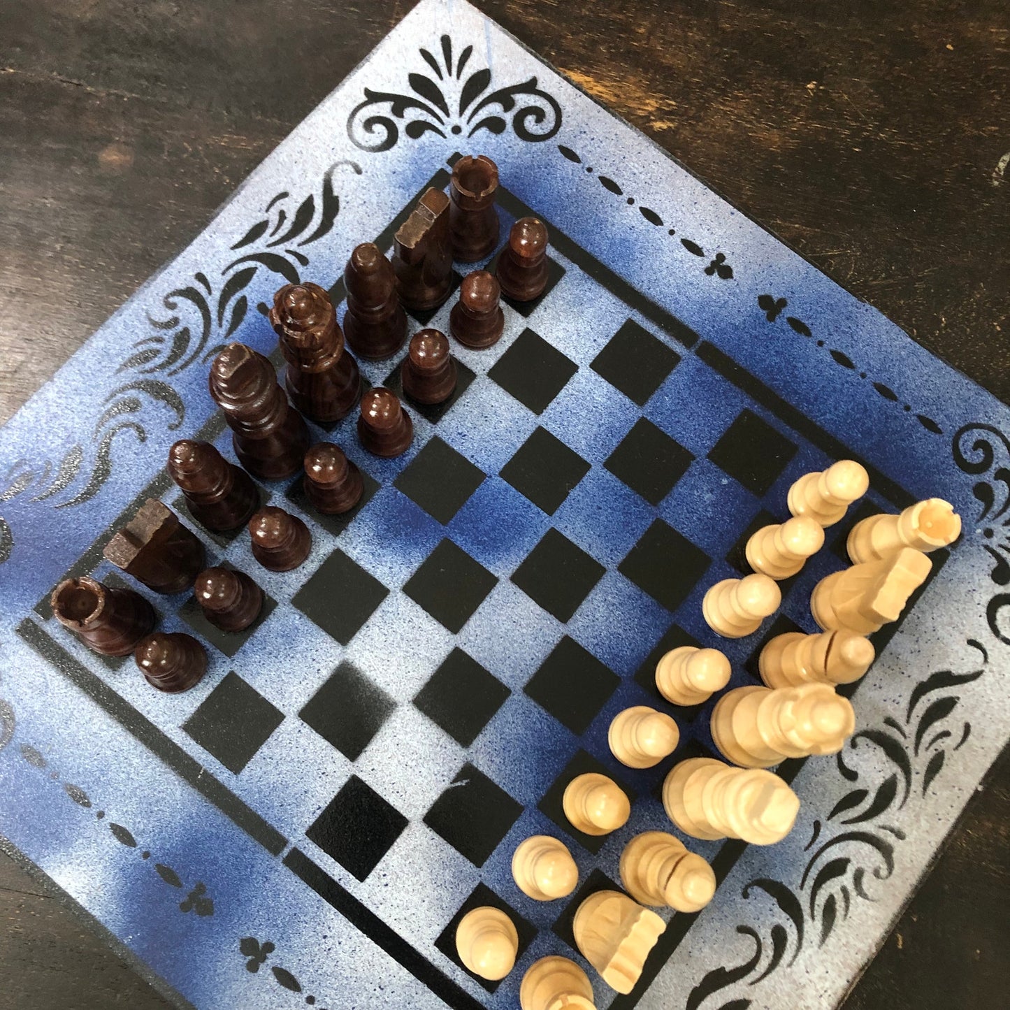 Snow Blue - Painted Chess Set
