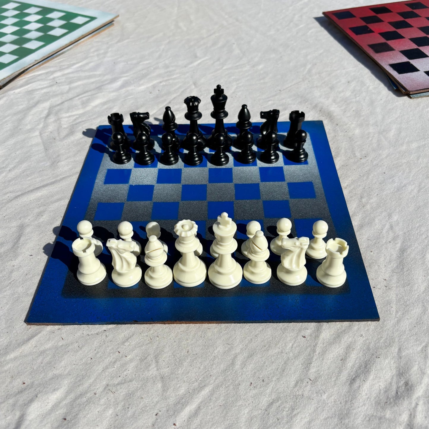 Silver Blue - Painted Chess Set