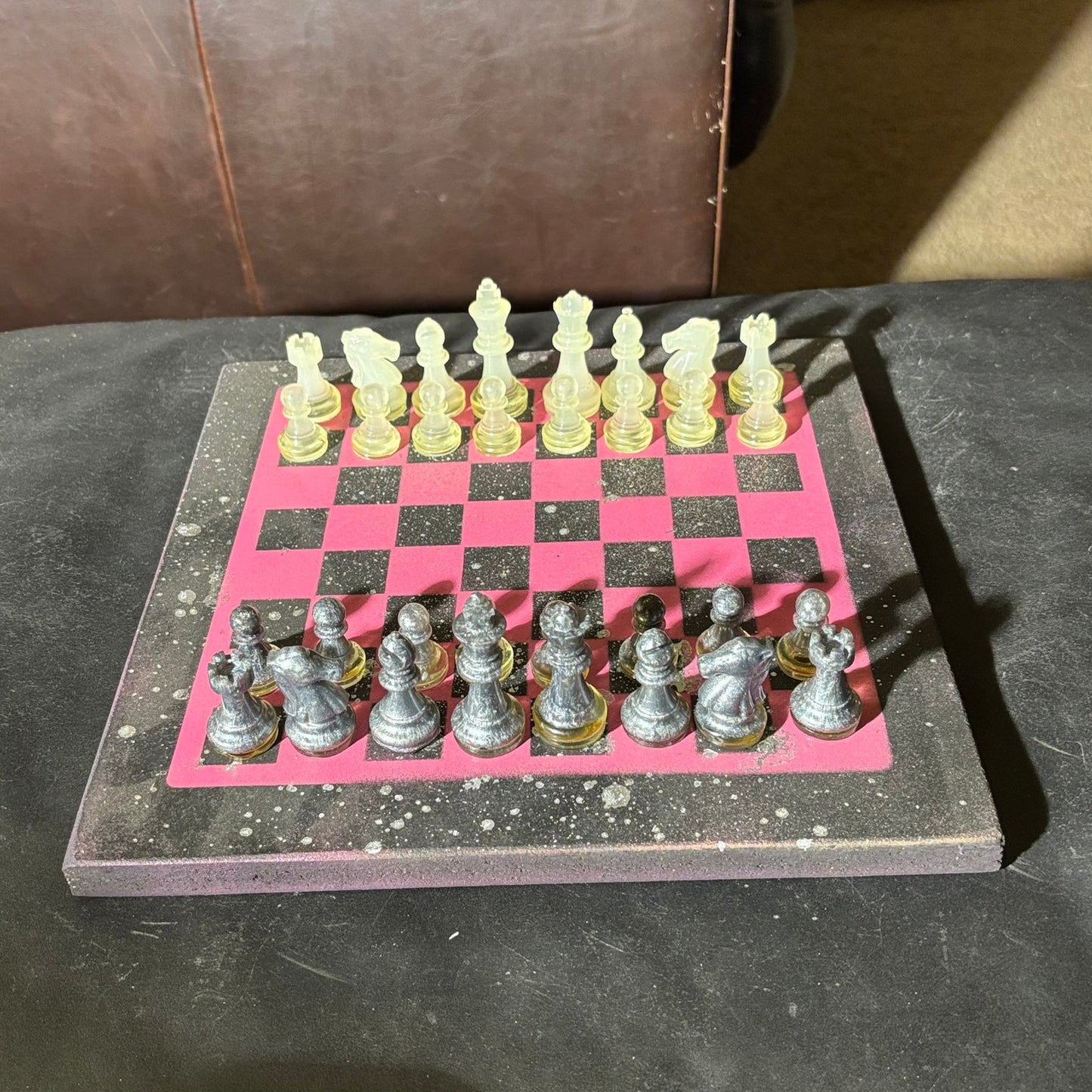 Chrome Drip Pink - Painted Chess Set