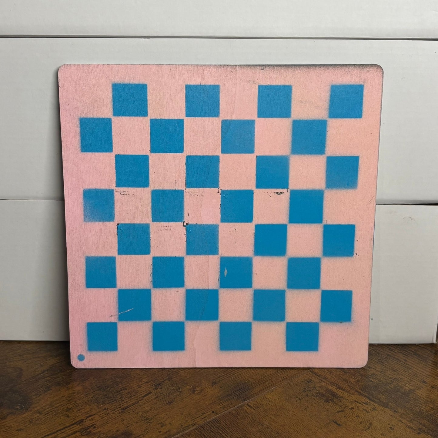 Light Pink Blue - Painted Thin Wooden Chess Board
