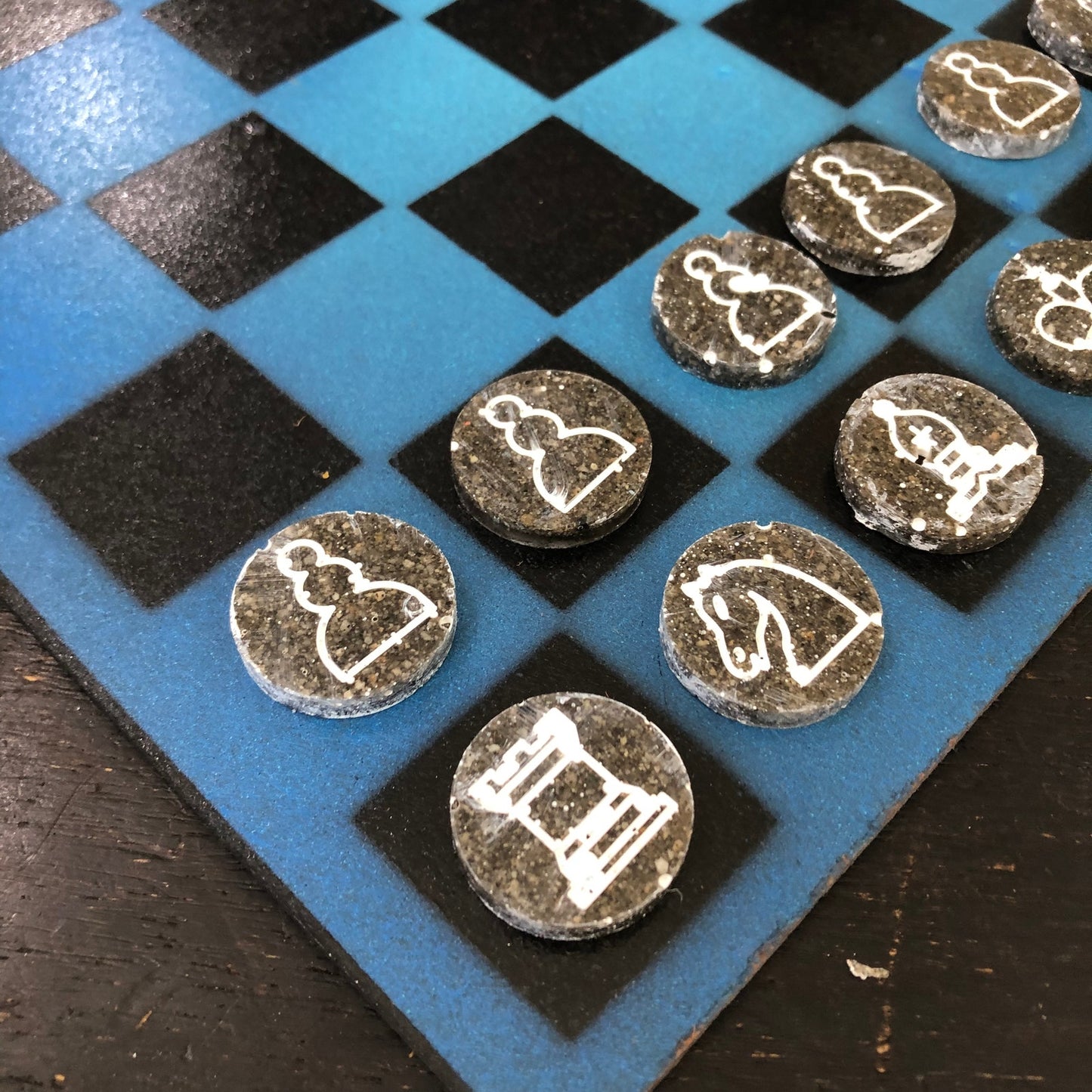 Vintage Blue - Painted Chess Set