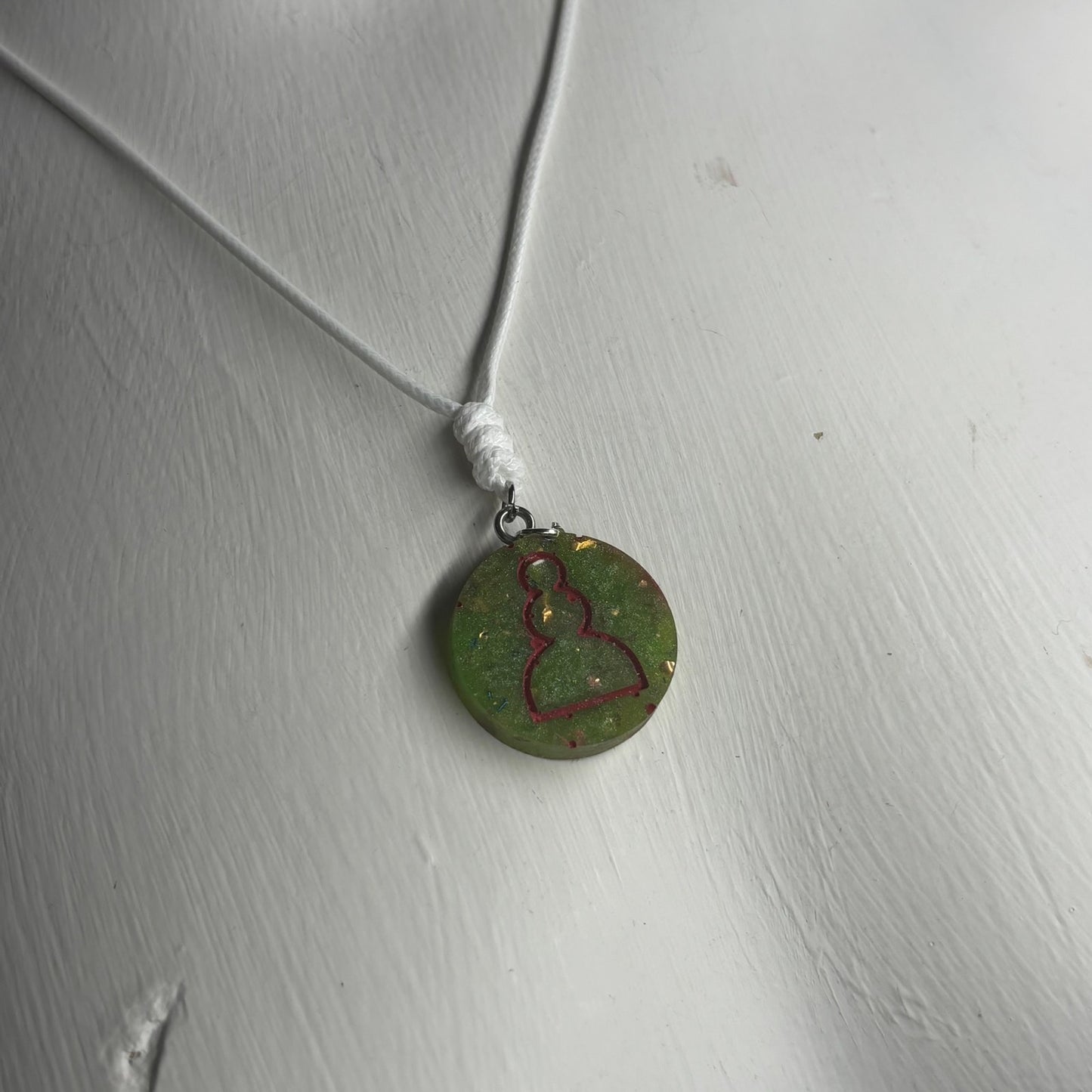 Vintage Green Pawn - Handmade Resin Chess Necklace