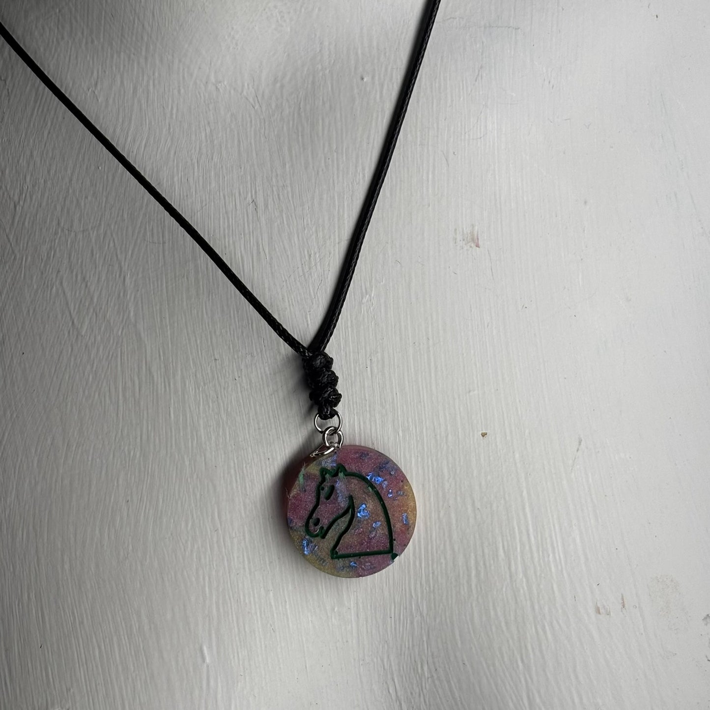 Purple Crystal Knight - Handmade Resin Chess Necklace