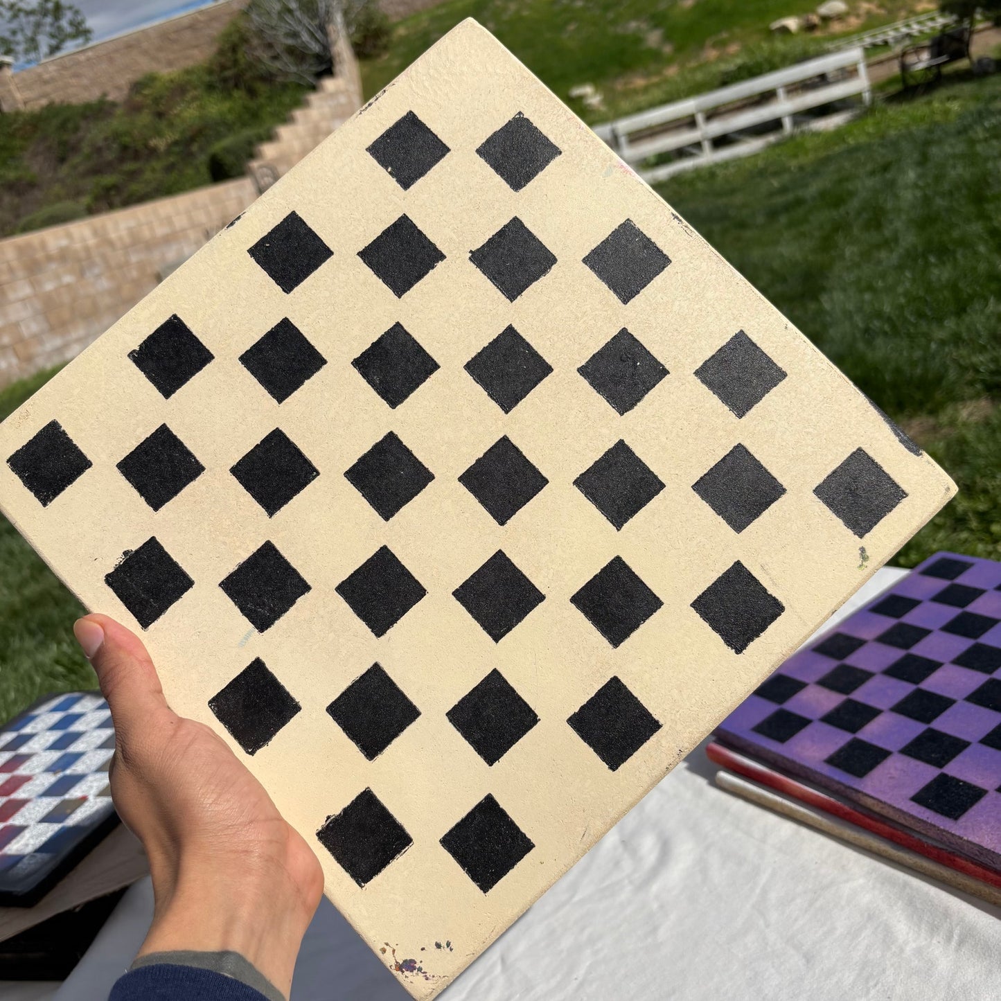 Cream & Black - Painted Chess Set