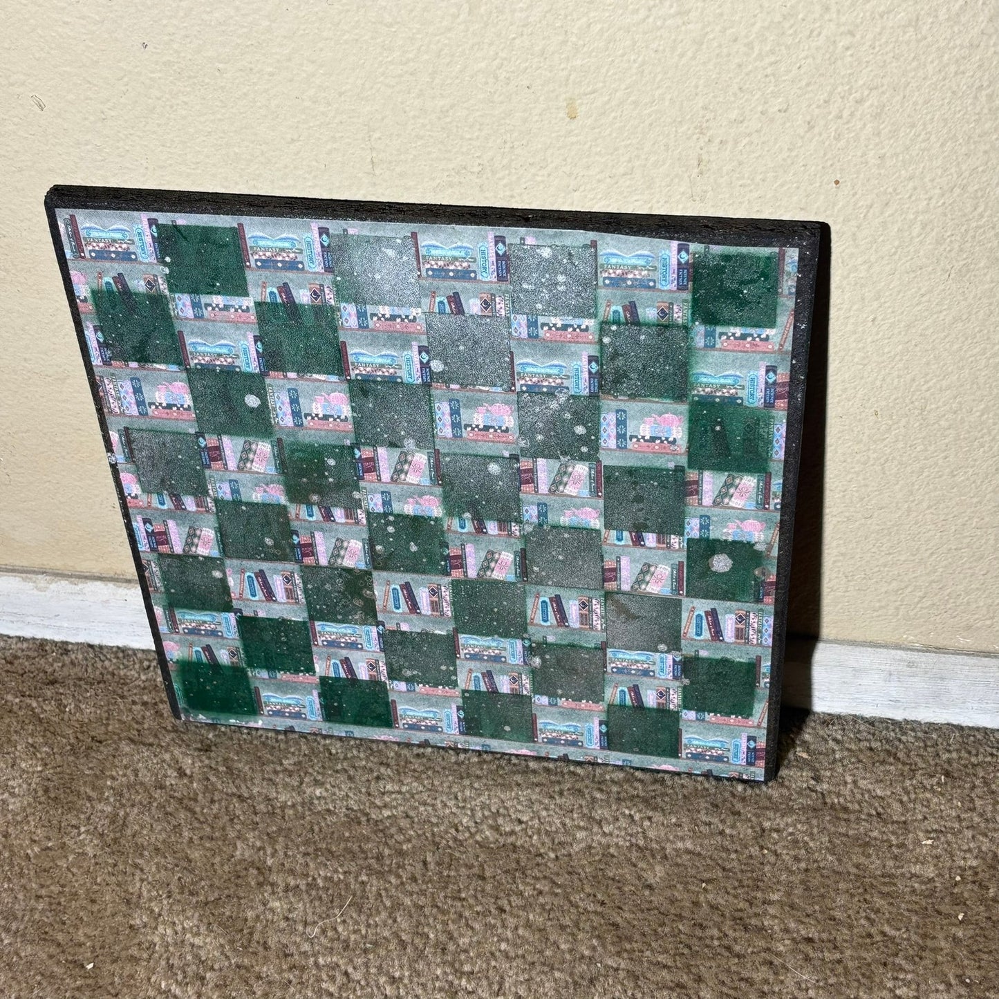 Green Cast Book Worm - Scrapbook Chess Board