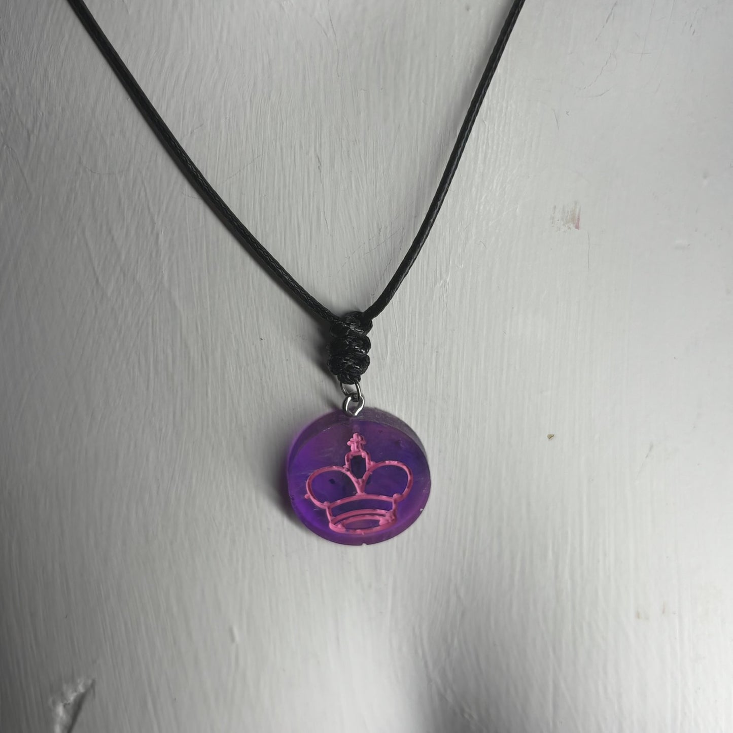 Purple Pink King - Handmade Resin Chess Necklace