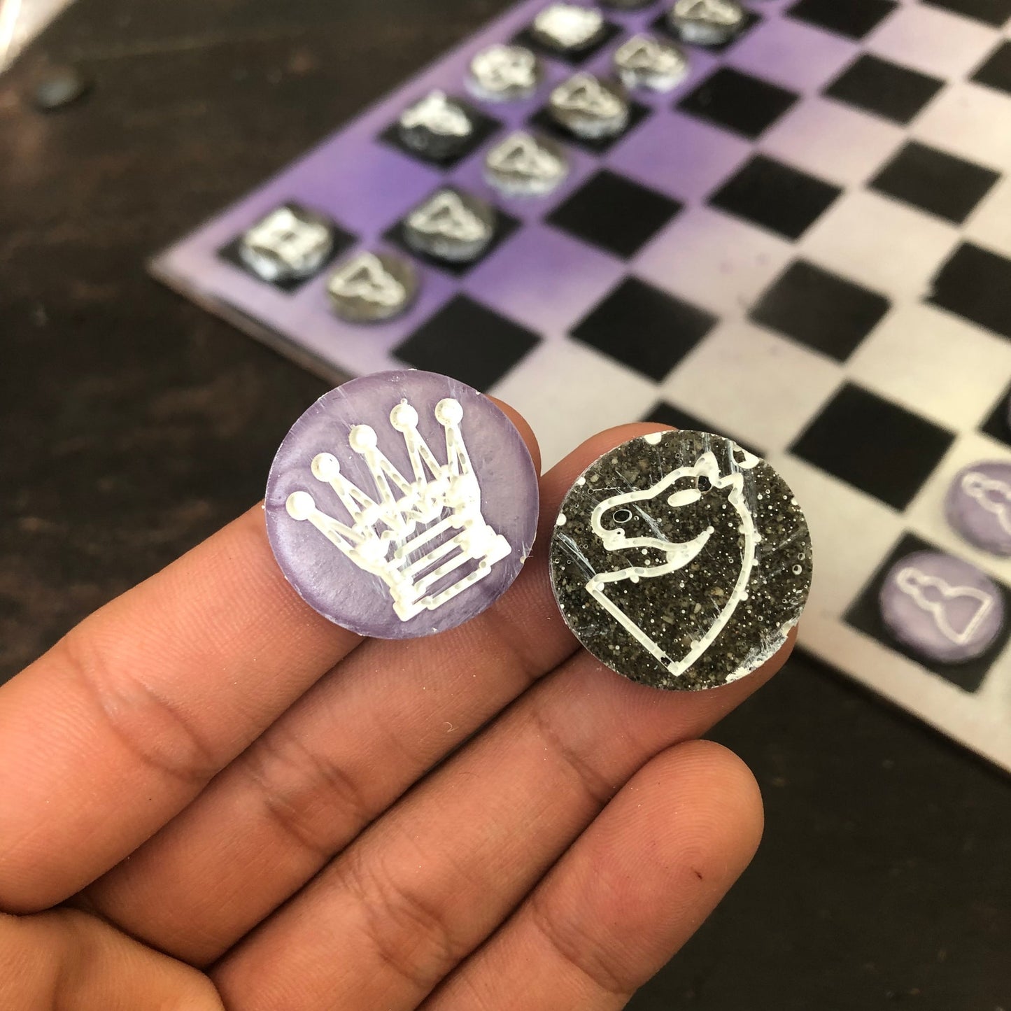 Purple Hue - Painted Chess Set