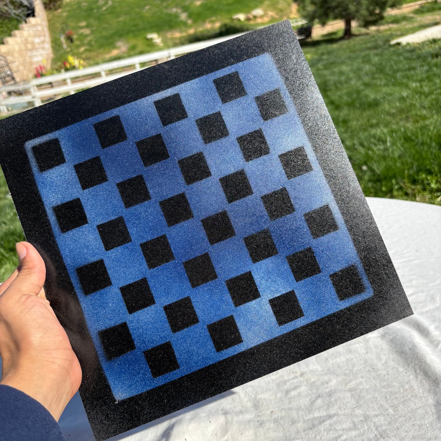 Dark Blue & Black - Painted Chess Set