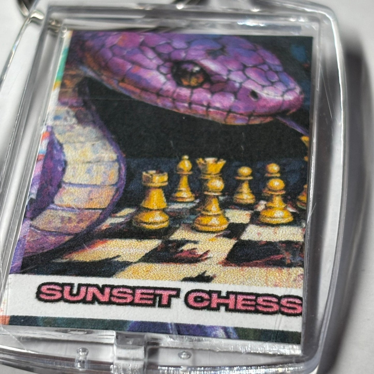 Purple Snake - Sunset Chess Photo Keychain