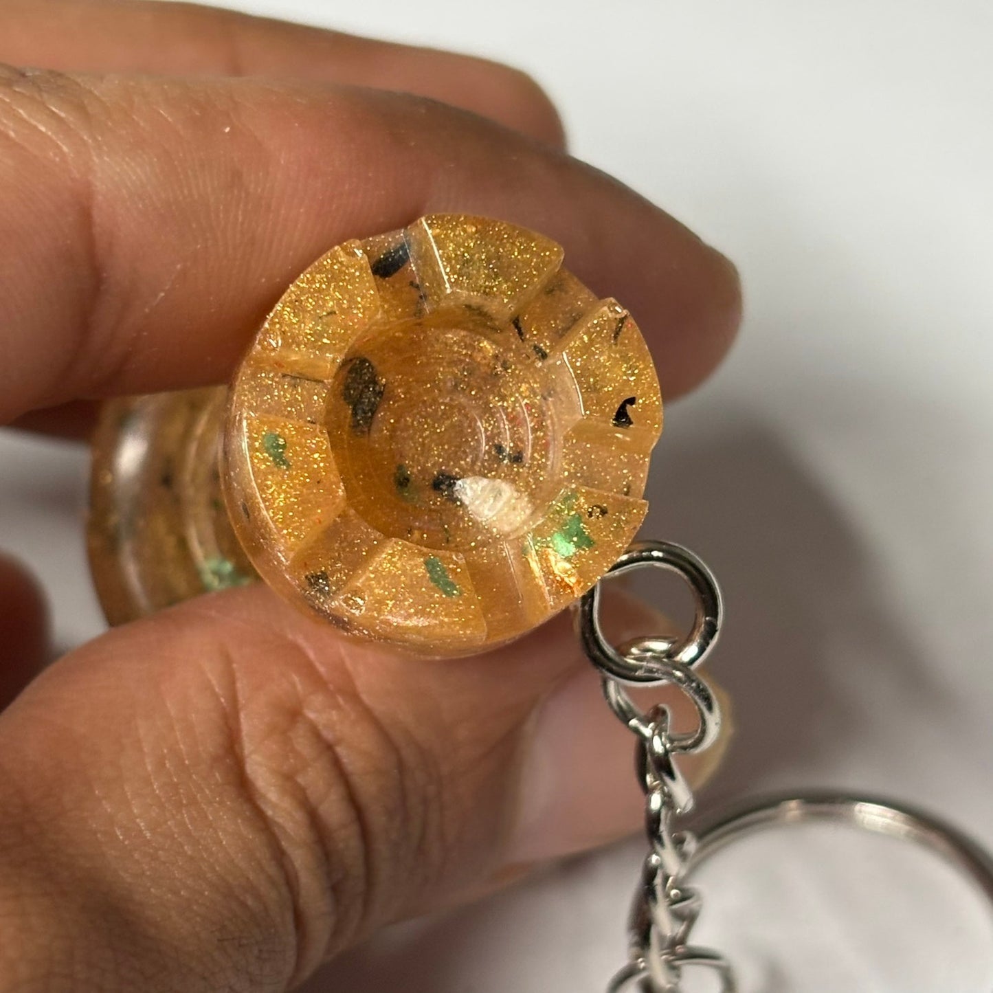 Spotted Cream Yellow Rook - Handmade Resin Keychain - Large Edition