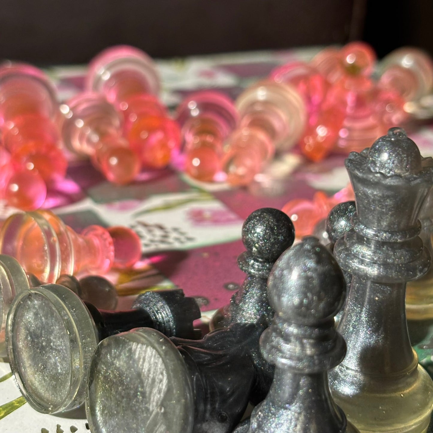 Vibrant Pink Lush - Scrapbook Chess Set