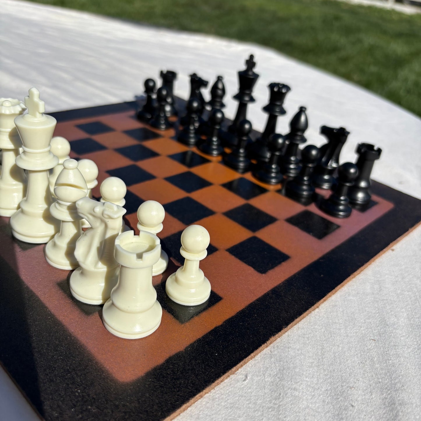Orange & Black - Painted Chess Set