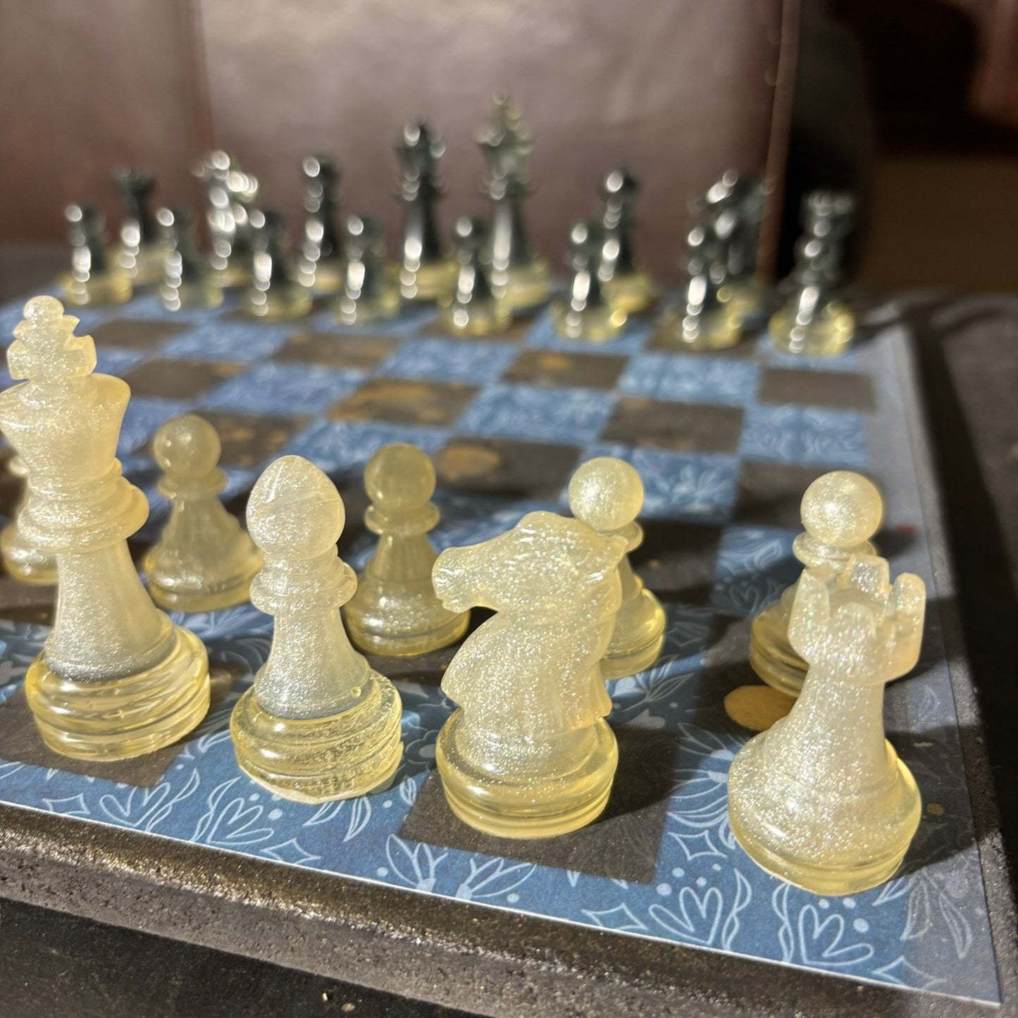 Vintage Golden Blue - Scrapbook Chess Set