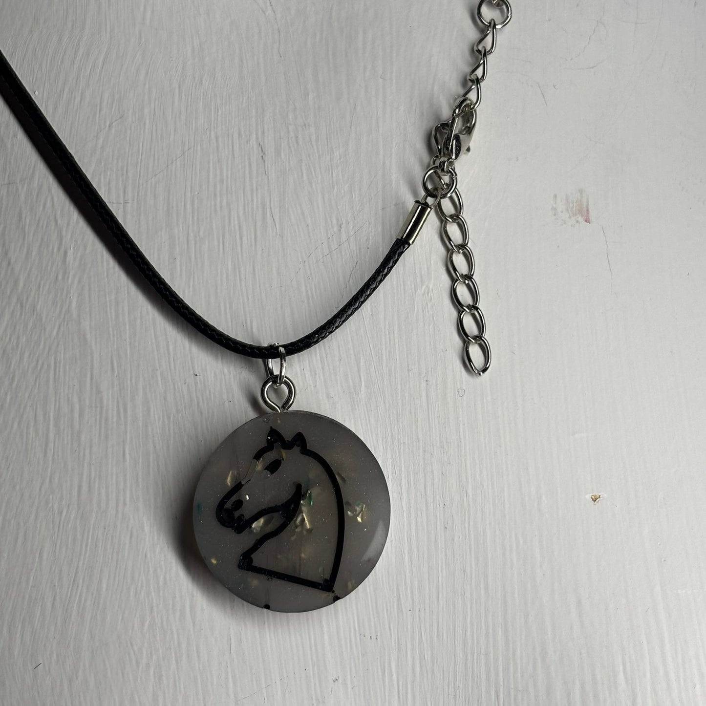 Vintage Silver Knight - Handmade Resin Chess Necklace