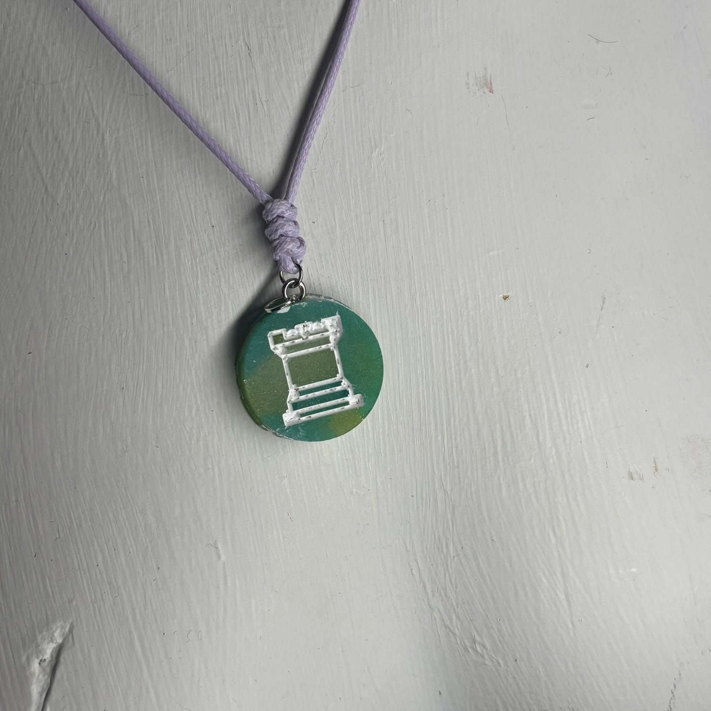 Green Rook - Handmade Resin Chess Necklace