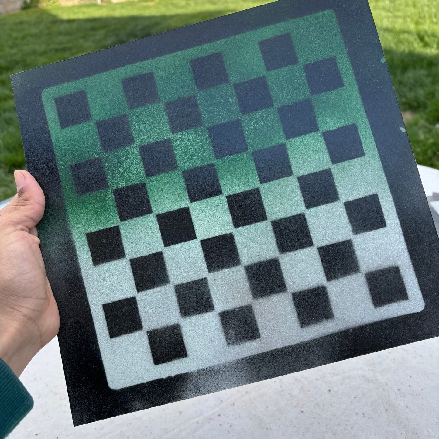 Fading Green - Painted Chess Set
