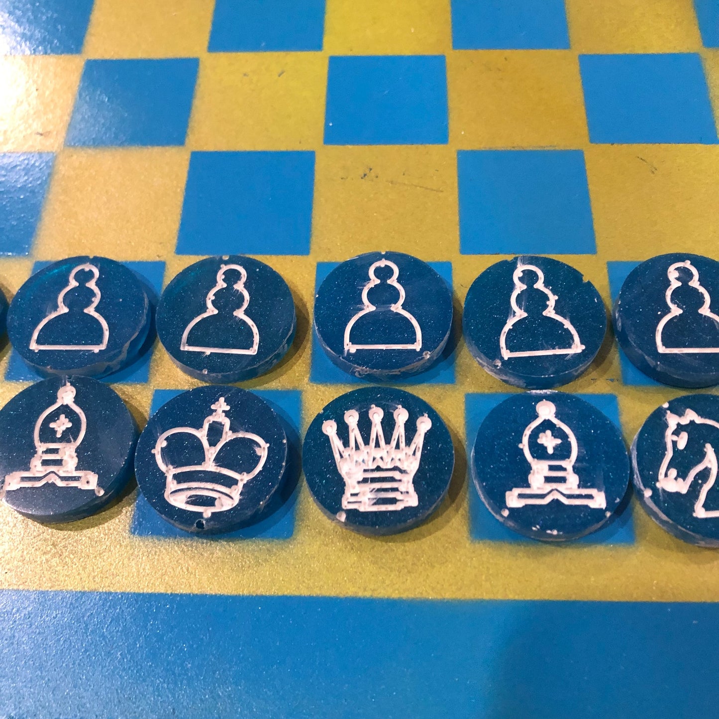 Yellow Blue - Painted Chess Set