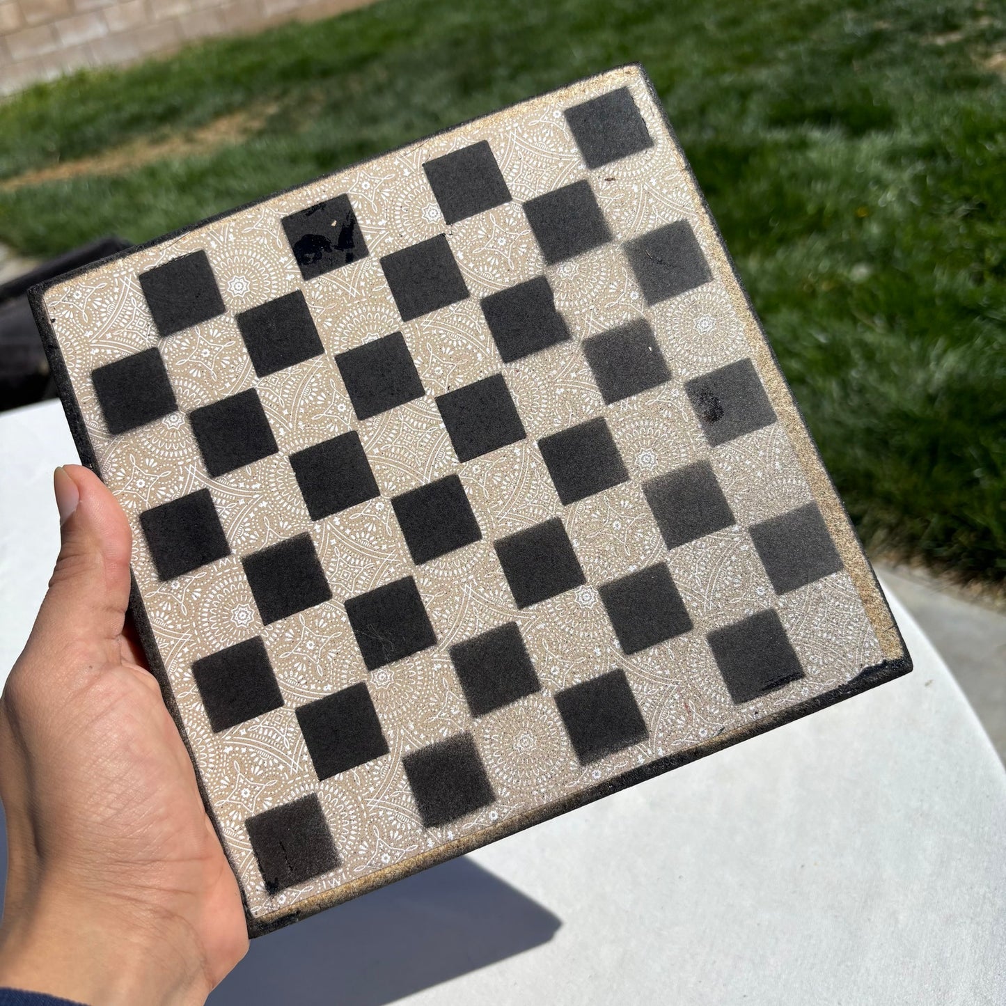 Vintage Cream Pattern - Scrapbook Chess Set