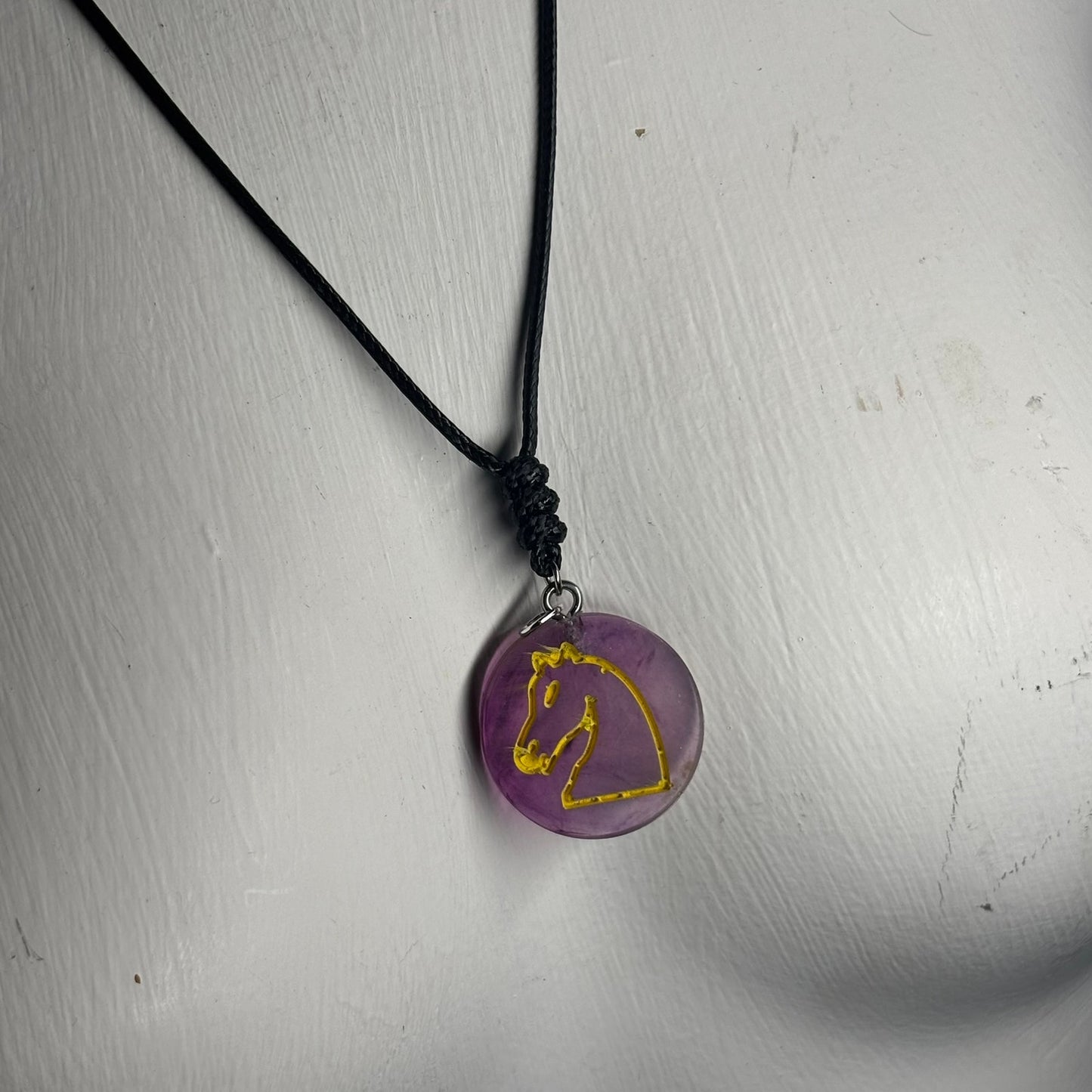 Purple Knight - Handmade Resin Chess Necklace