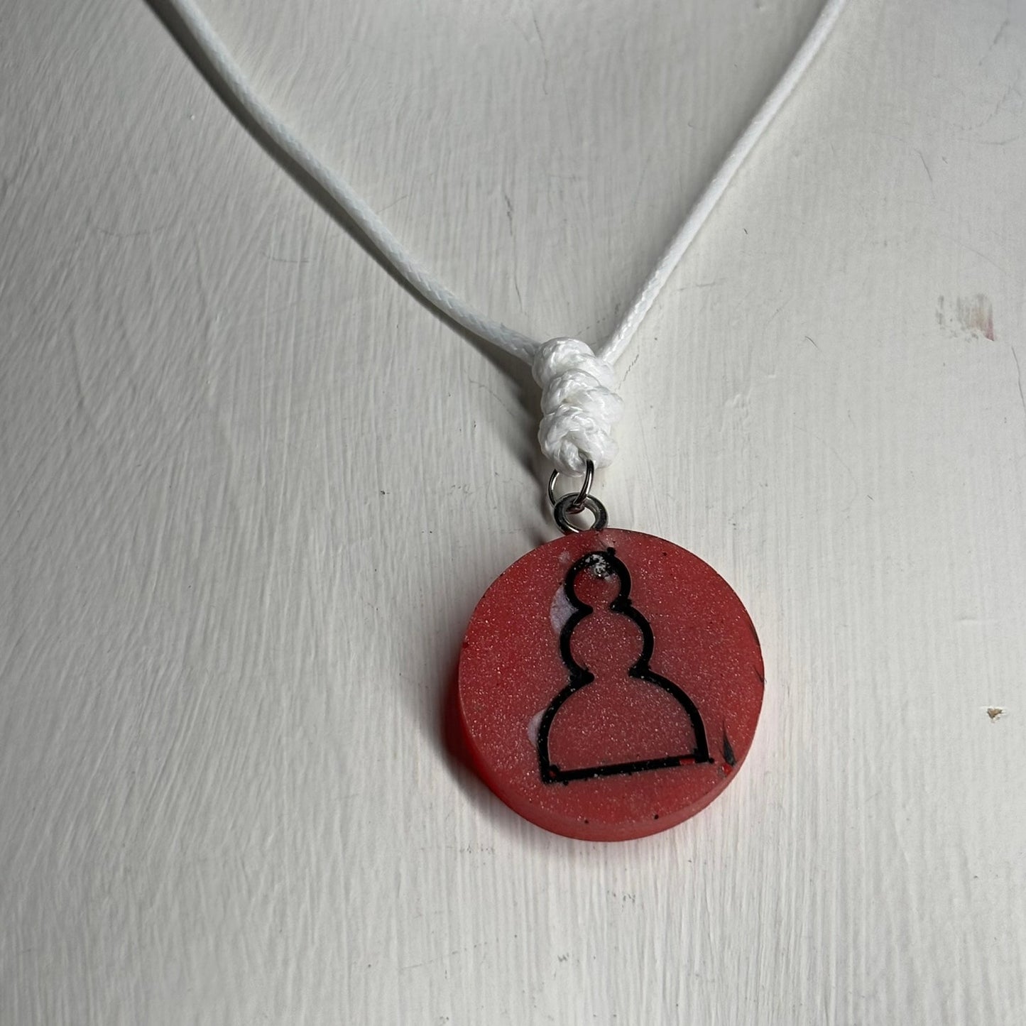 Candy Red Pawn - Handmade Resin Chess Necklace - Flat Edition