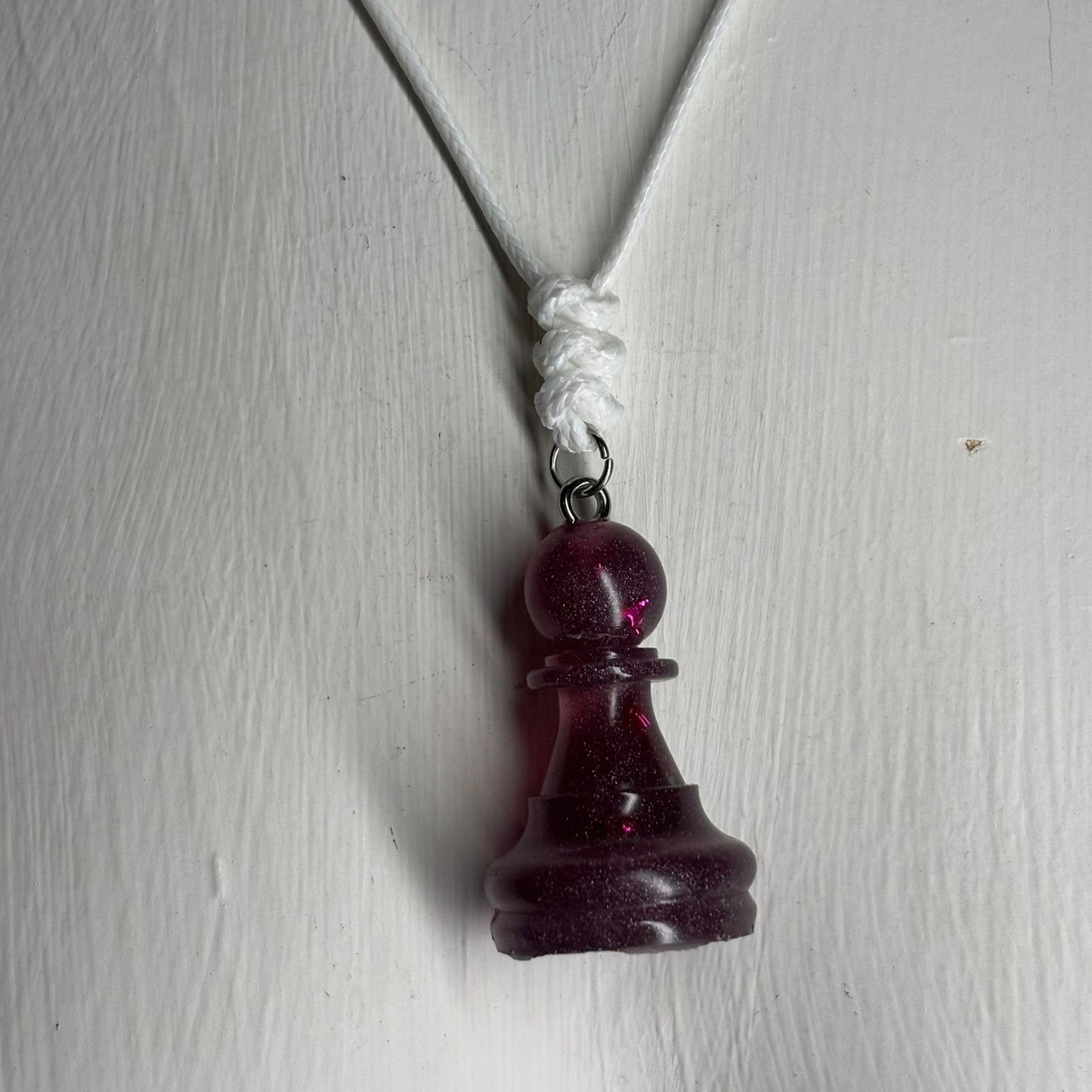 Dark Purple Pawn - Handmade Resin Chess Necklace