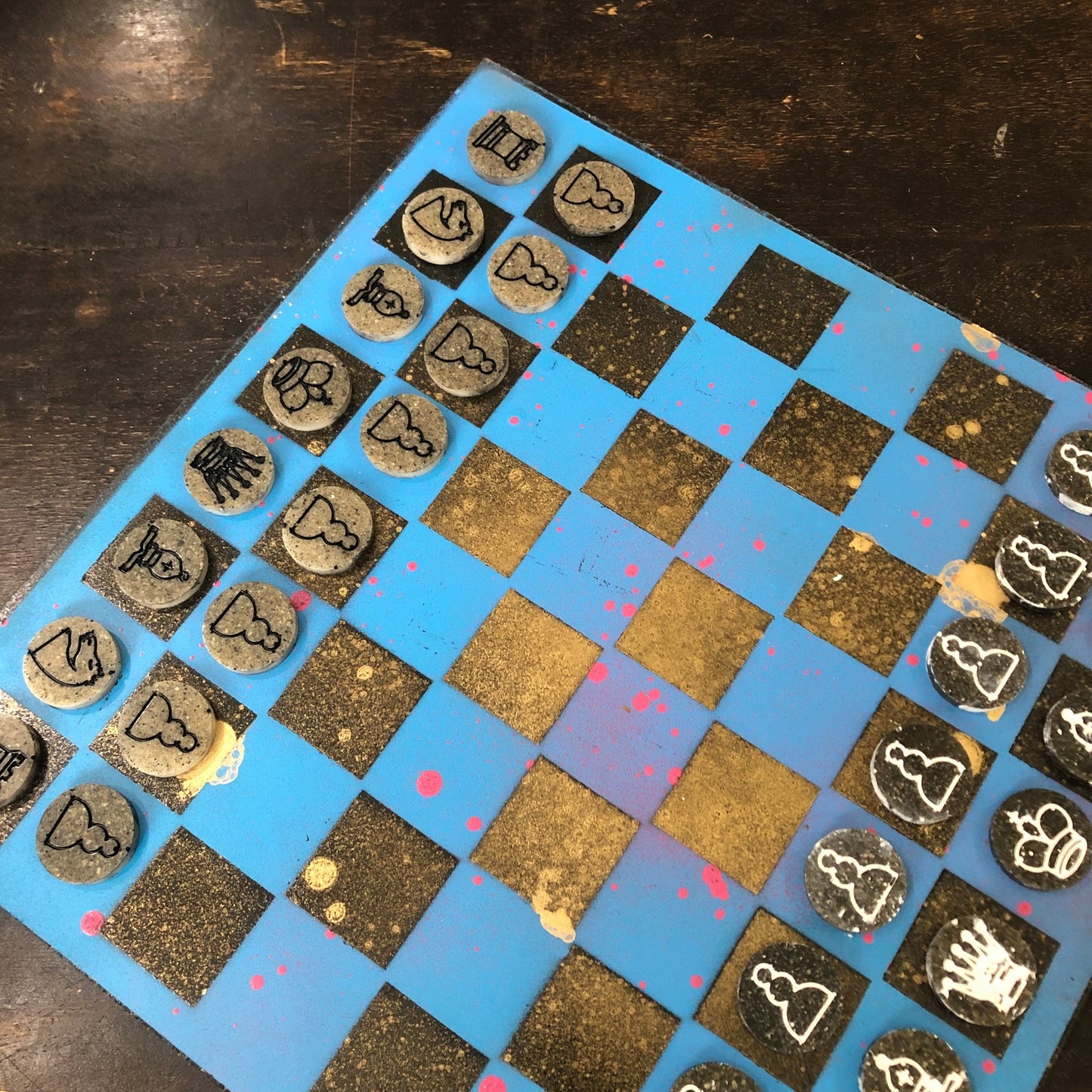 Party Blue - Painted Chess Set