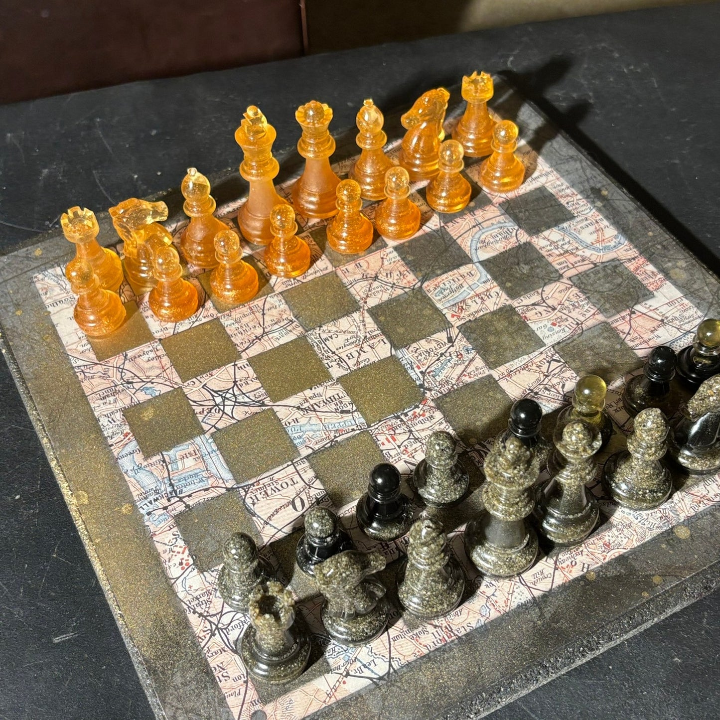Amber Maps Pattern - Scrapbook Chess Set