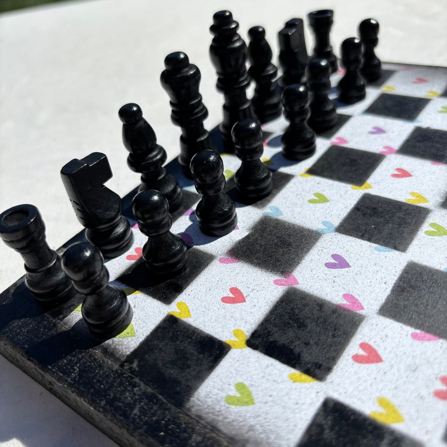 Colorful Hearts - Scrapbook Chess Set