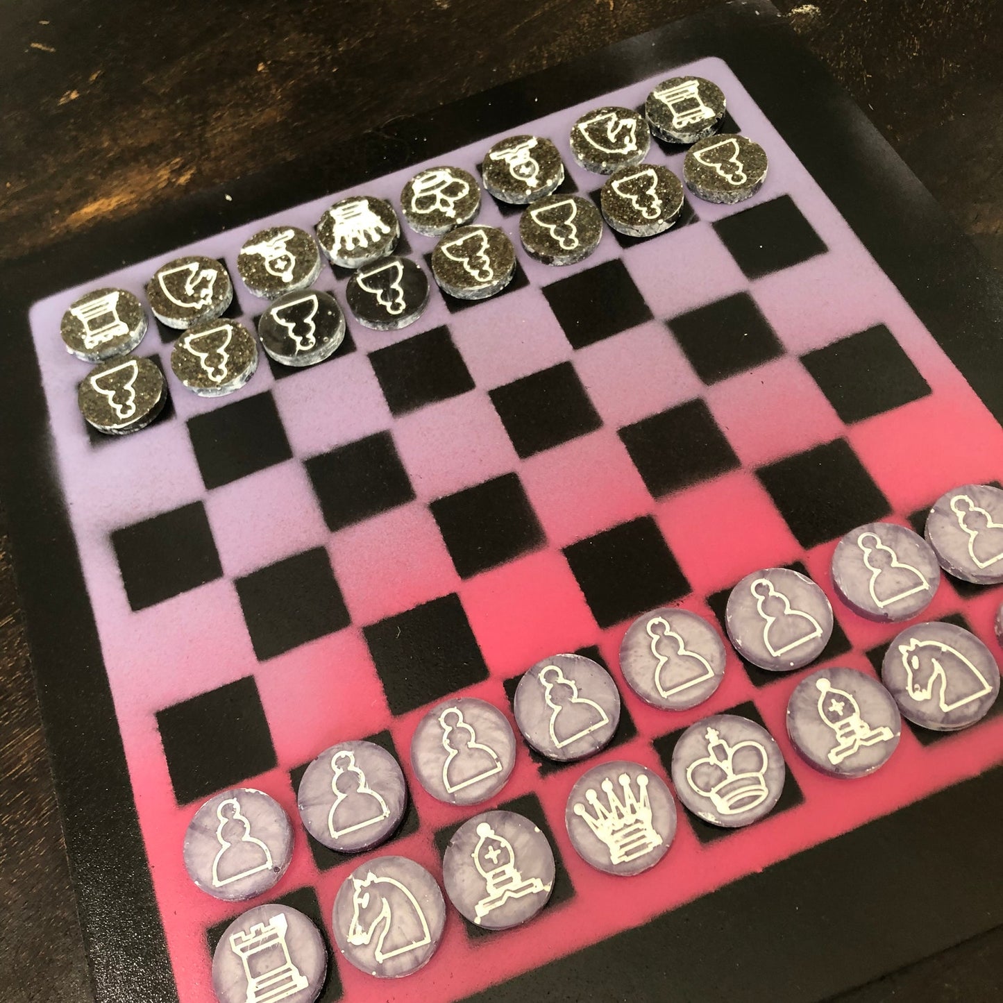 Stealth Purple/Pink - Painted Chess Set