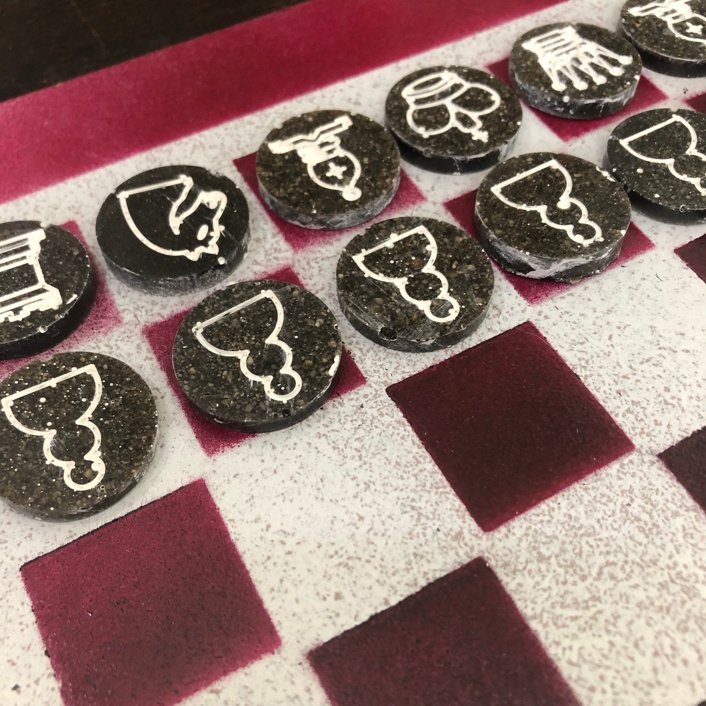 Violet & Black - Painted Chess Set
